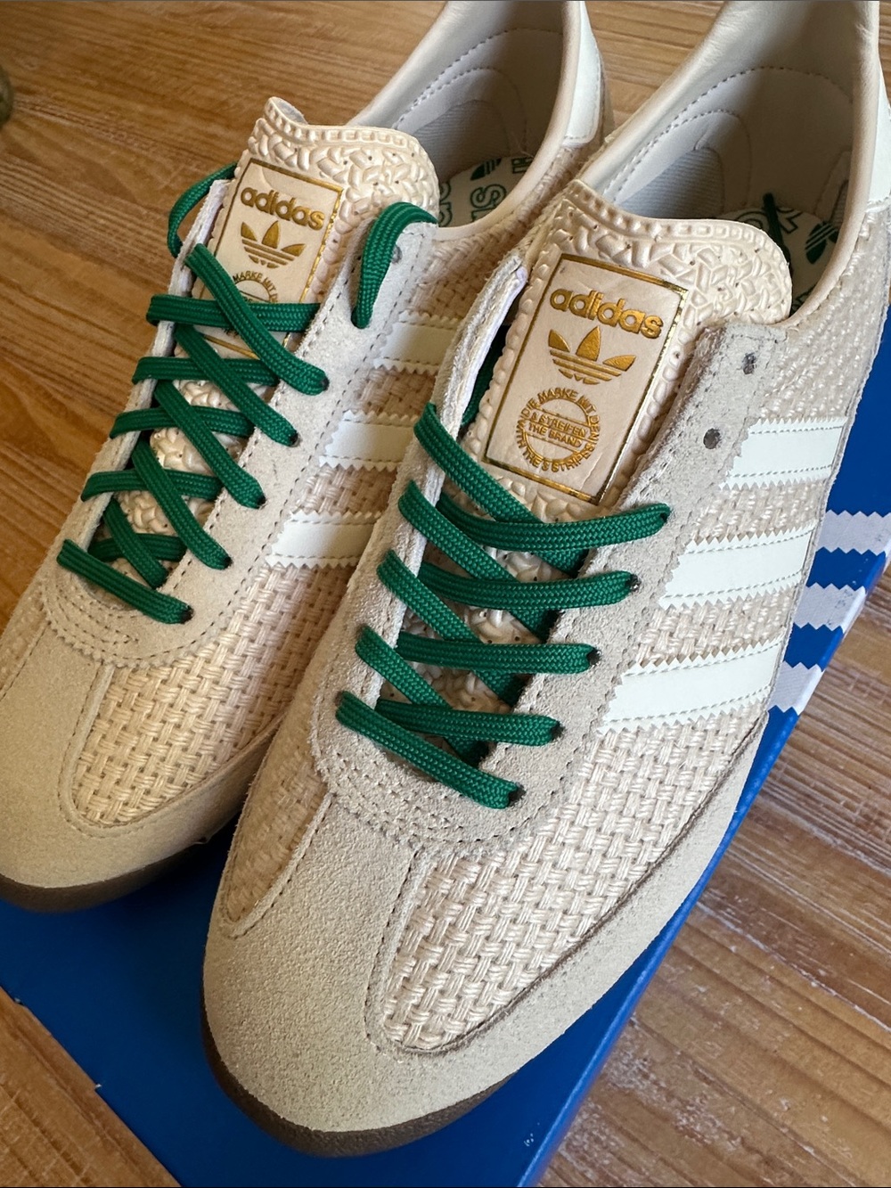Adidas Women’s SL 72 OG Beige Sneakers with Green Laces - Picture 6 of 8